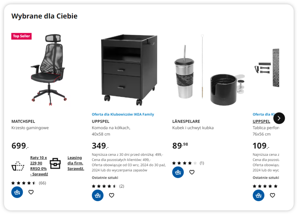 Cross-selling through selected products