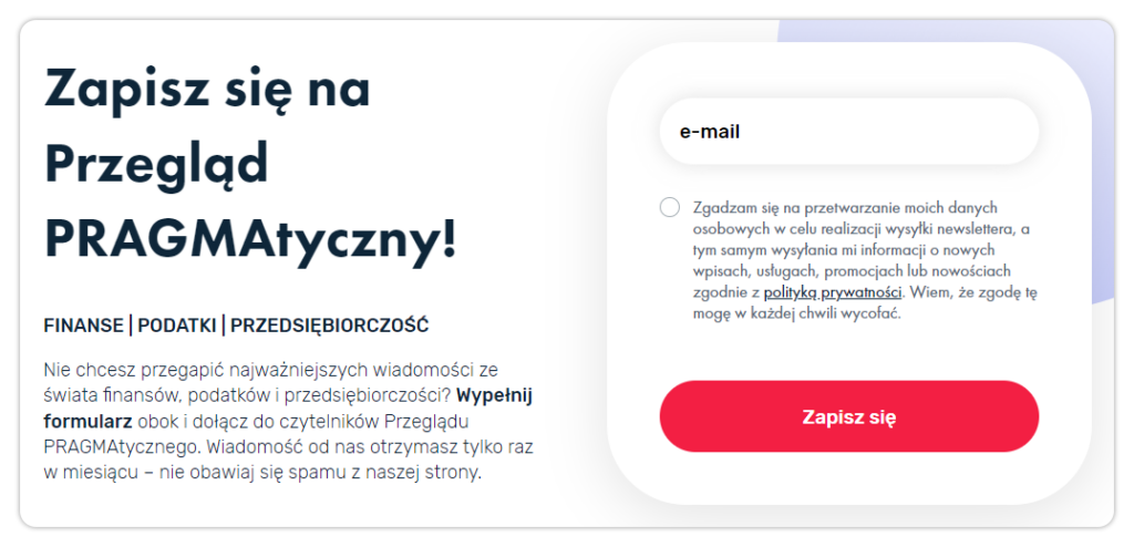 CTA on newsletter sign-up form