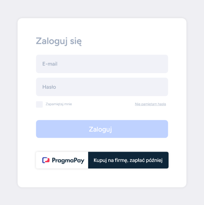 Banner informujący o PragmaPay na stronę logowania do Panelu Klienta