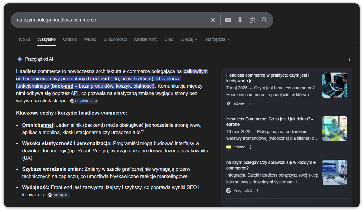 Google AI Overview sample view