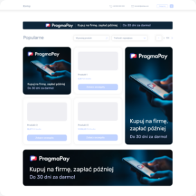 podgląd banera PragmaPay w wersji górnej, bocznej i dolnej w sklepie internetowym